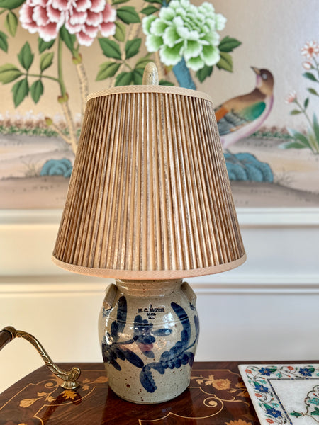 American Folk Art Jar Lamp in Dutch Blue