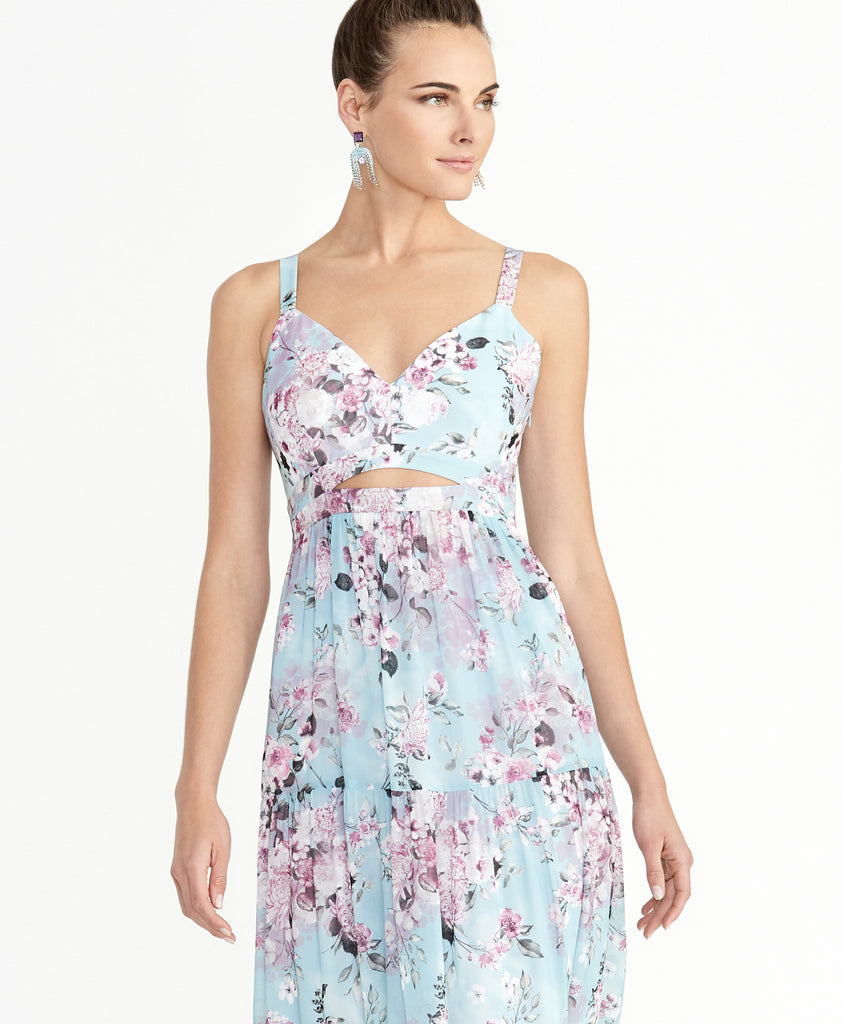 RACHEL Rachel Roy Women's Adrena Dusk Maxi Dress - Floral Print Cocktail Dress With Cut-Out