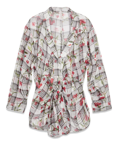 floral-check-tie-blouse