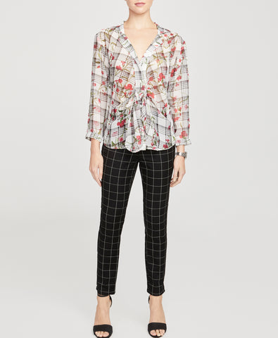 floral-check-tie-blouse