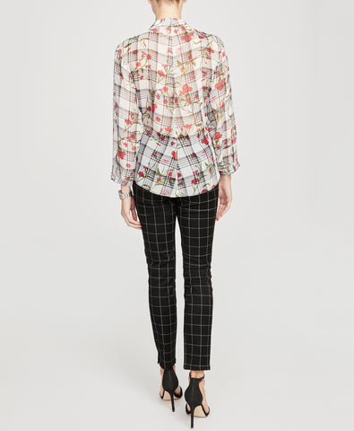 floral-check-tie-blouse