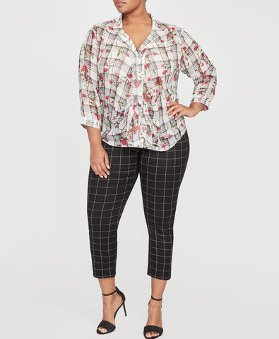 floral-check-tie-blouse