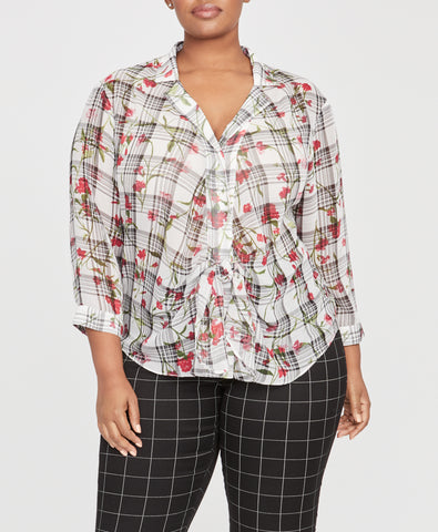 floral-check-tie-blouse