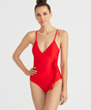 Cascading Ruffle One Piece | Rio Red